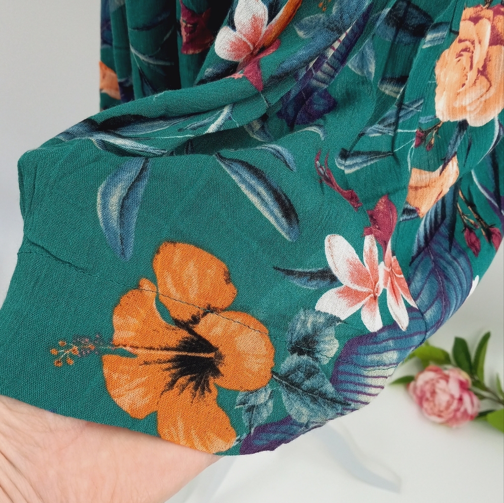 ODDY NWT Boho Tassel Tie Detail Floral Balloon Sleeve Peasant Style Tunic Top 1X - Picture 8 of 15